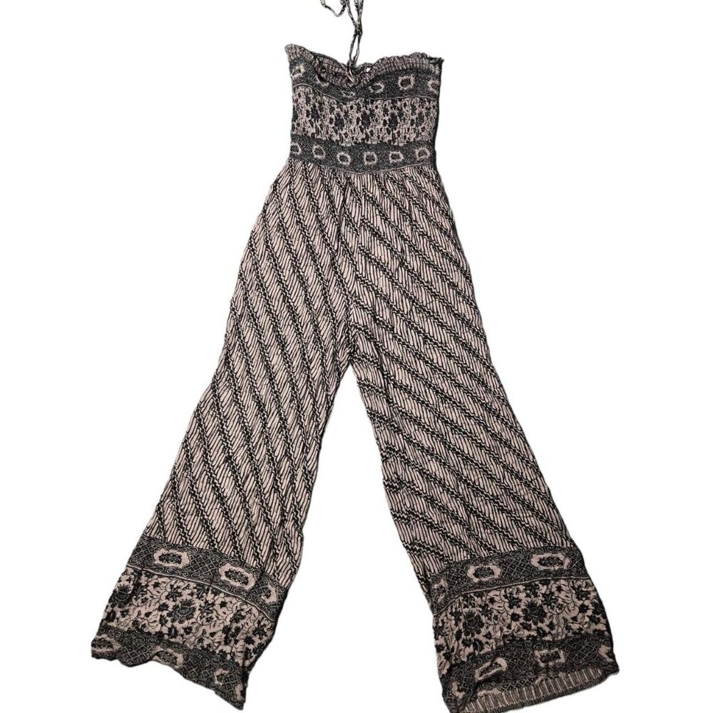 Free People Black and White Patterned Jumpsuit